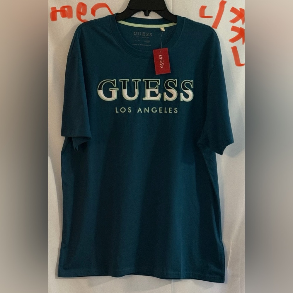 GUESS Men's Teal Los Angeles Tee - Picture 1 of 2